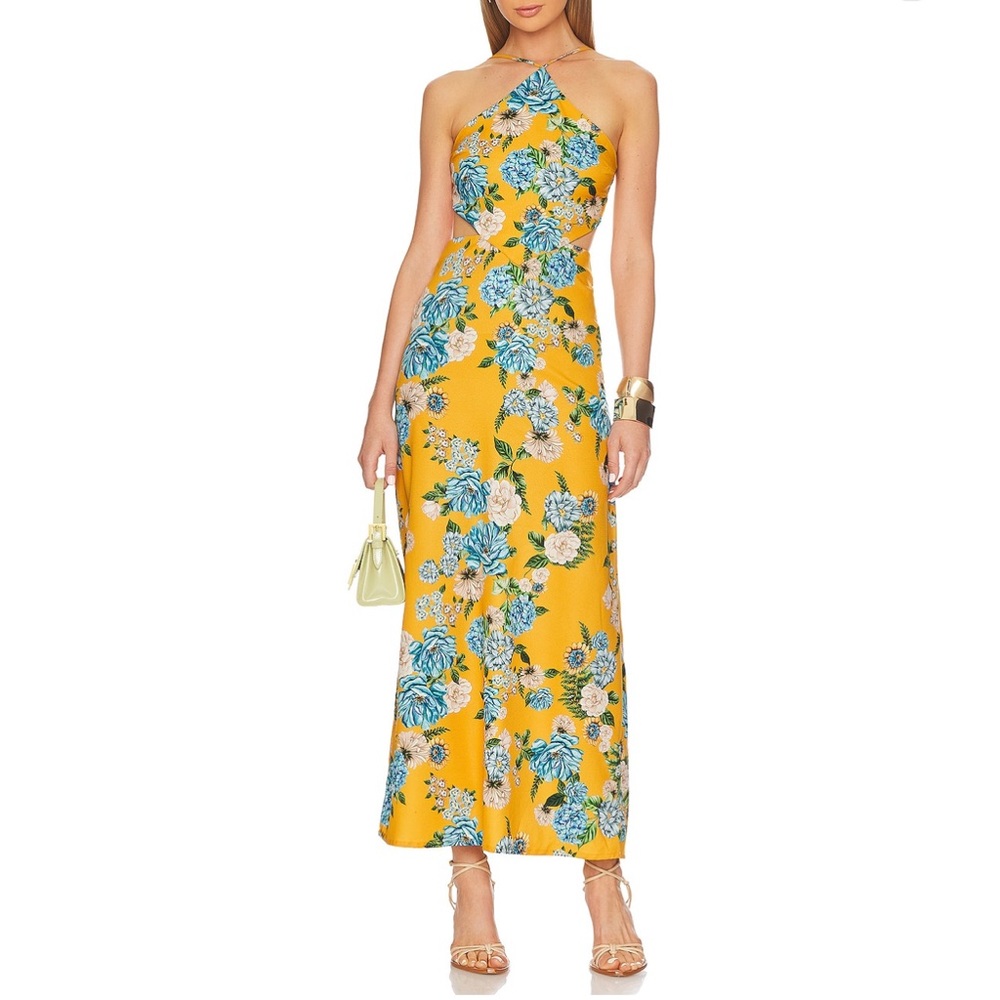 Agua Bendita Indria Dress in Yellow Floral